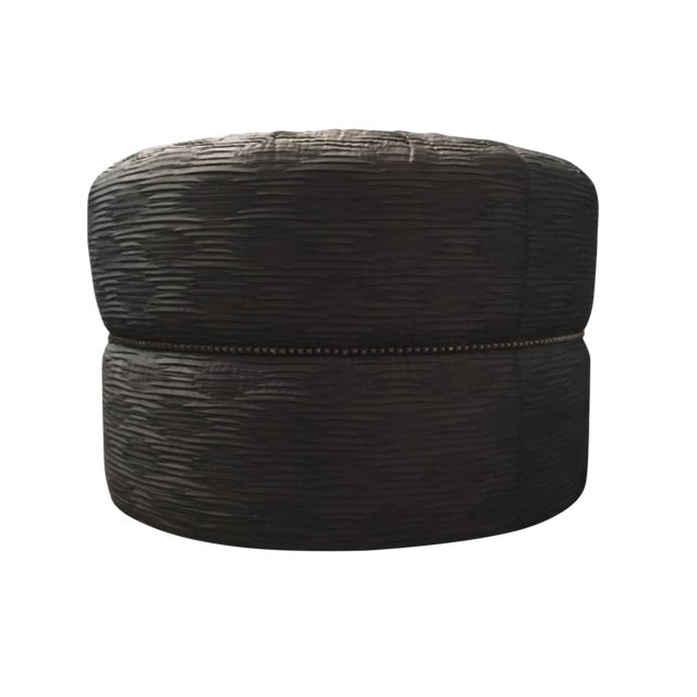 Modern Large Ottoman With Nail Head Trim For Sale