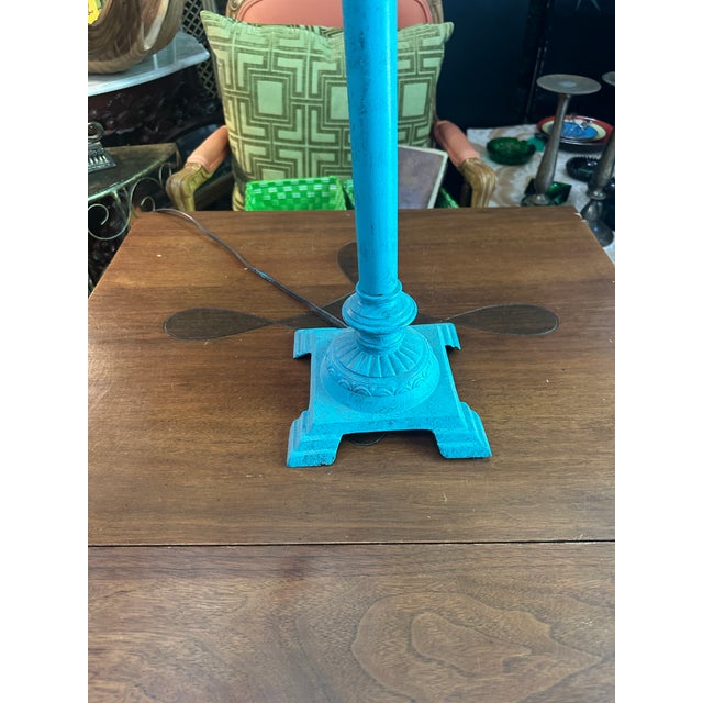 1970s Bright Blue Tall Table Lamp For Sale - Image 4 of 7