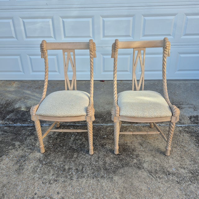 1980s Napoleon III Carved Wood Rope & Tassel Gondola Side Chairs - A Pair For Sale - Image 10 of 10