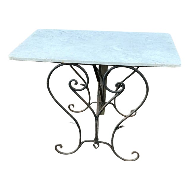 Vintage Dining Table in Marble and Wrought Iron, 1960s For Sale