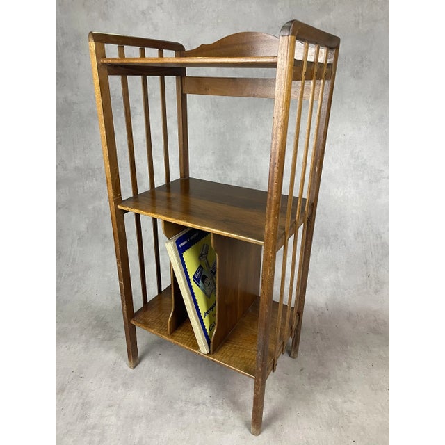 Rustic Art-Deco Partition Shelf in Walnut For Sale - Image 3 of 10