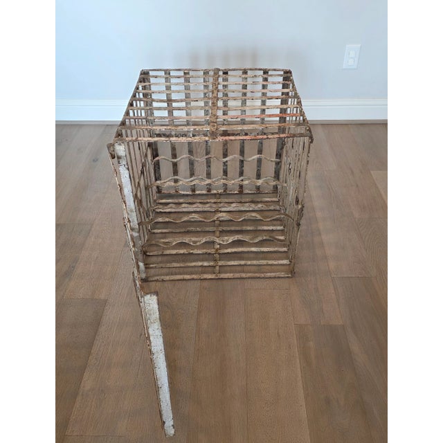 French Vineyard Industrial Painted Metal Antique Wine Rack Bottle Cage For Sale - Image 10 of 18