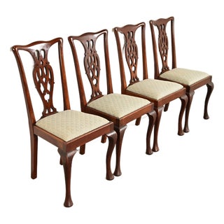 Henredon Style Georgian Carved Mahogany Dining Chairs, Set of Four For Sale