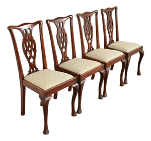 Henredon Style Georgian Carved Mahogany Dining Chairs, Set of Four