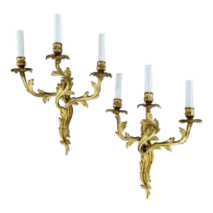19th Century Louis XV Style Bronze Sconces - Pair