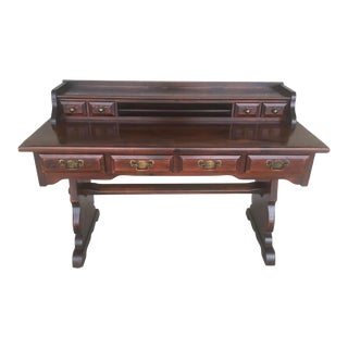 Link Taylor 7 Drawer Antiqued Pine Trestle Base Writing Desk For Sale