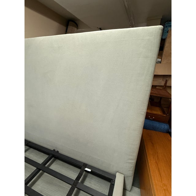 Restoration Hardware California King Restoration Hardware Linen Bed Frame For Sale - Image 4 of 12