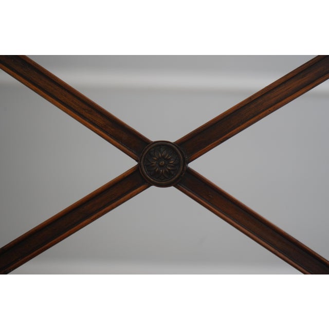 Wood Theodore Alexander Regency Style Mahogany & Leather Window Bench For Sale - Image 7 of 14