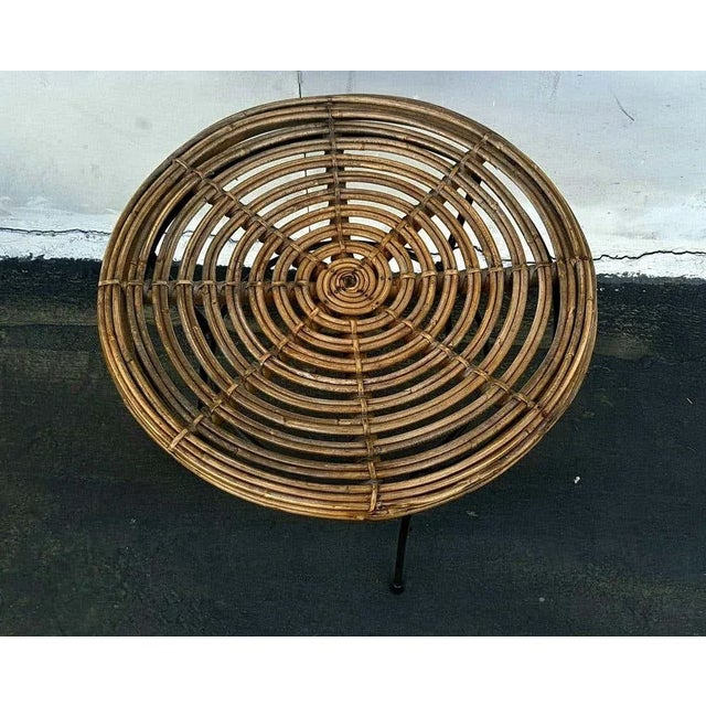 Italian Rattan Side Table Attributed to Franco Albinini For Sale In Los Angeles - Image 6 of 7