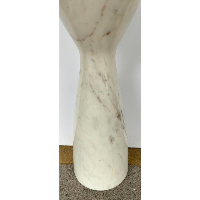 Global Views Modern Small Solid White Marble Tower Side Table, showroom floor sample