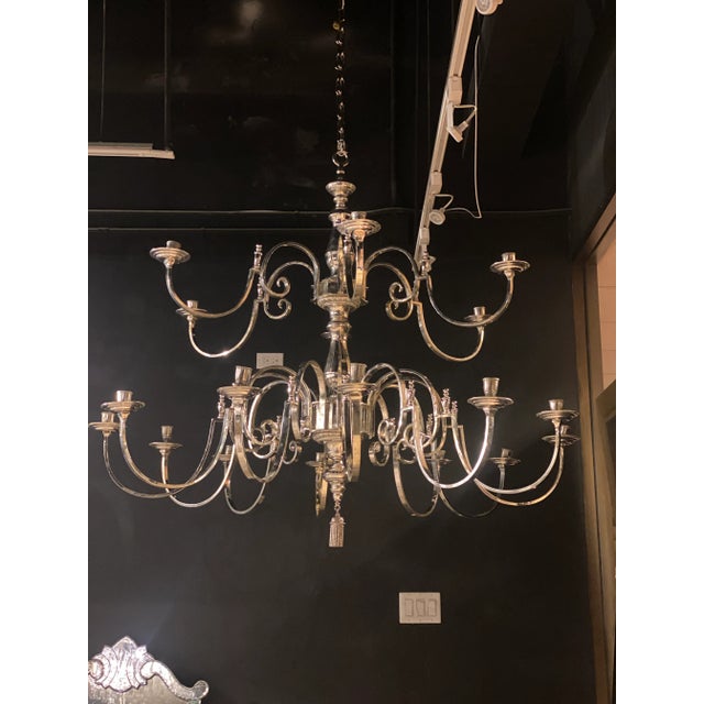 English 1930’s English Silver Plated 18 Lights Chandelier For Sale - Image 3 of 5