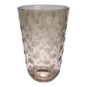 Vintage Orrefors Smoked Grey Art Glass Vase Designed by Edward Hald