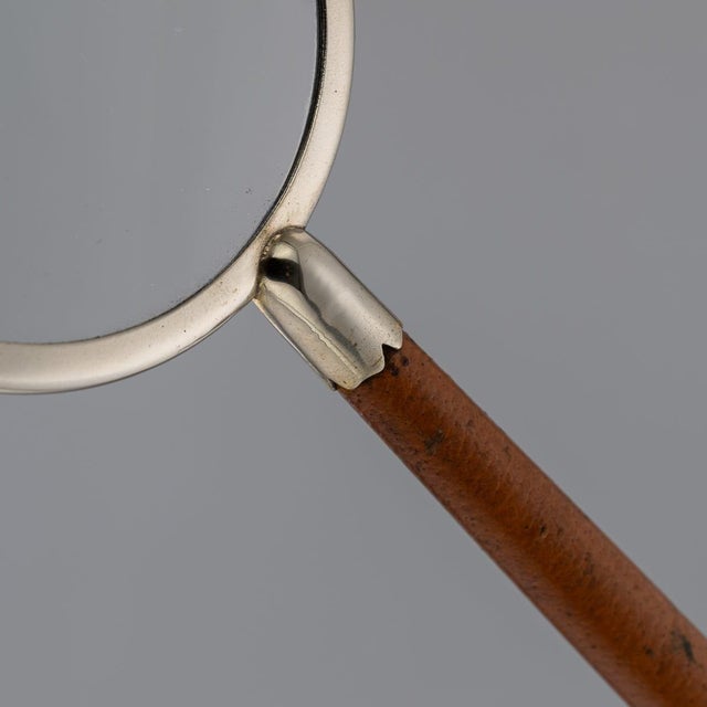 Antique 20th Century English Silver & Leather Magnifying Glass For Sale - Image 9 of 13