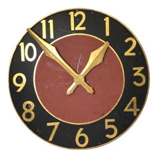 Mid 20th Century Acretectual Clock Face with Gilt Numbers & Hands For Sale