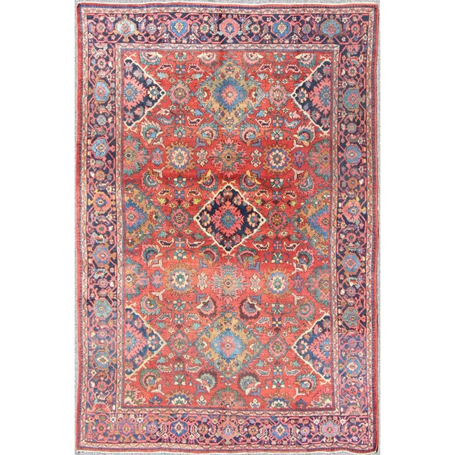 Early 20th Century Antique Sultanabad Rug With All Over Diamond Medallions & Floral Motifs For Sale - Image 9 of 9