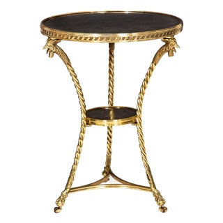 French Neoclassical Bronze "Rooster" Marble Side Table Gueridon For Sale