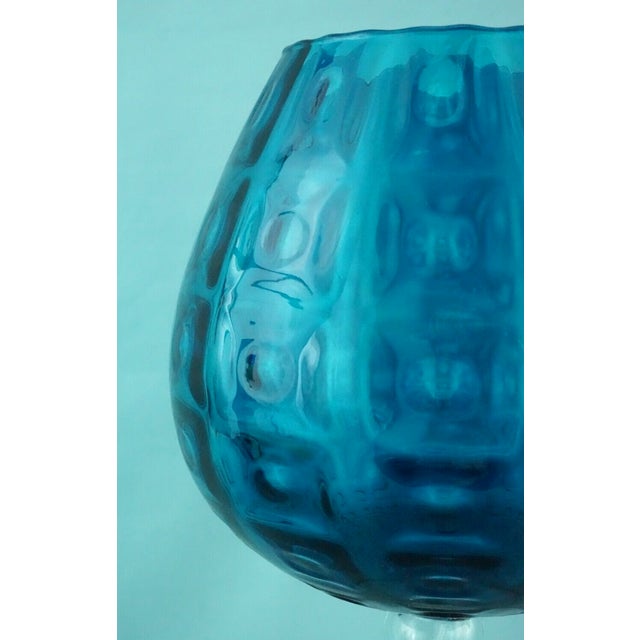 Glass Large Vintage Blue Glass Cup Vase, 1970s For Sale - Image 7 of 18