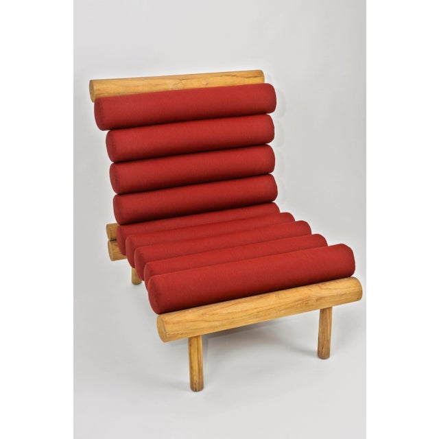 Rishon Teak Outdoor Lounge Chair – Alpine Modern Design in Sunbrella Canvas Henna For Sale - Image 4 of 7