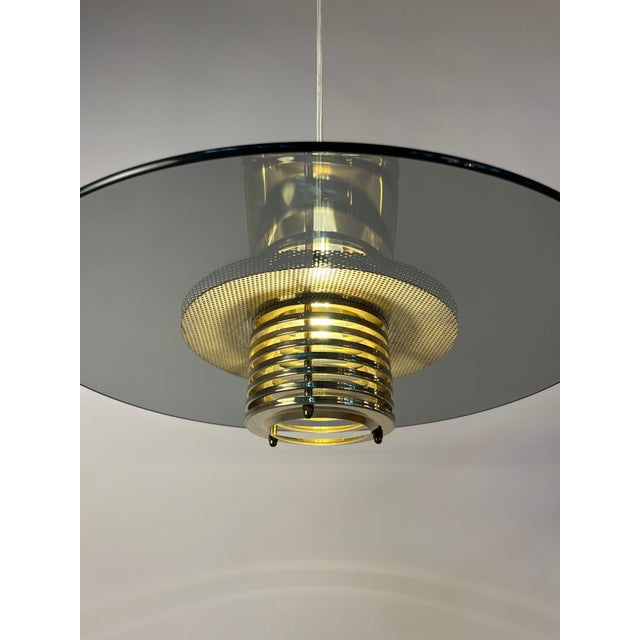 Pendant Lamp in Smoked Glass and Brass by Jan Eskil Eskilsson for Belid For Sale - Image 4 of 11