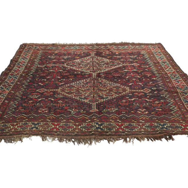 Mid-Century Modern Late 19th Century Antique Persian Shiraz Rug, 05'06 X 06'07 For Sale - Image 3 of 9