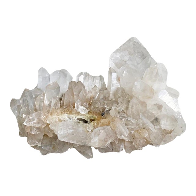 Large Quartz Cluster Iron Inclusions – Clear Points, Red Hematite Veins – Healing Display Crystal For Sale