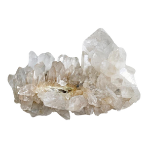 Large Quartz Cluster Iron Inclusions – Clear Points, Red Hematite Veins – Healing Display Crystal