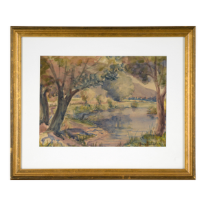 California Lake Landscape Original Watercolor on Paper by Donna Schuster