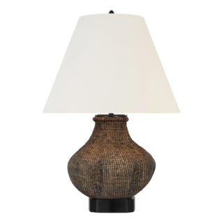 Thomas O'Brien by Visual Comfort Signature Tahiti 25" Table Lamp in Smoke with Linen Shade For Sale