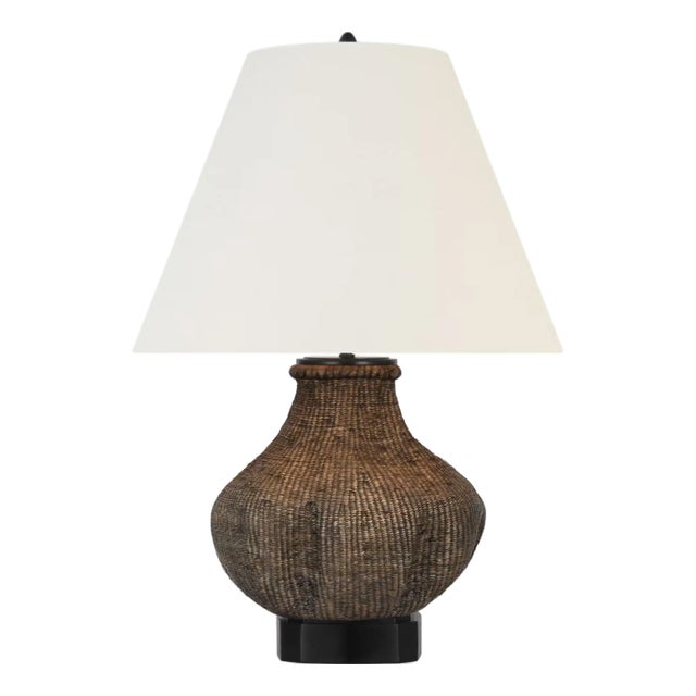 Thomas O'Brien by Visual Comfort Signature Tahiti 25" Table Lamp in Smoke with Linen Shade For Sale