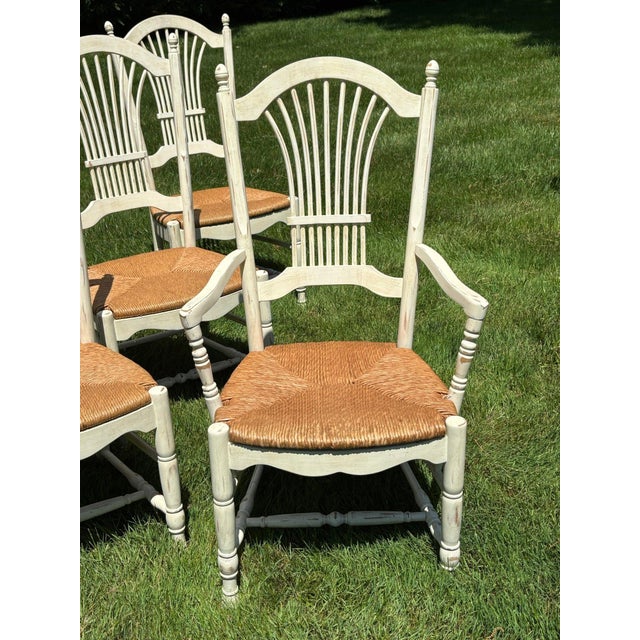 Habersham Furniture Late 20th Century Habersham French Country Wheat-Sheaf Rush-Seat Dining Chairs, Set of 8 For Sale - Image 4 of 10