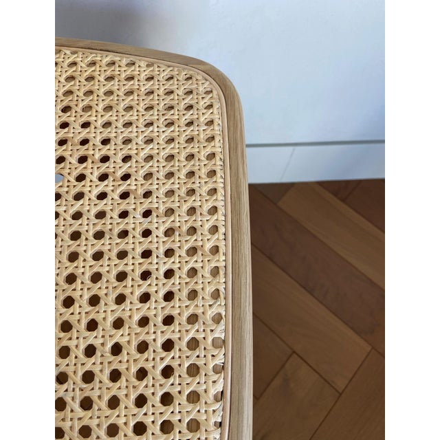 Wood Set of 4 Armless BassamFellows Brutus Chairs - Raw Oak & Double Caned Seats, Hand-Made in Italy For Sale - Image 7 of 11