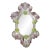 2000s Venetian Oval Green and Pink Floreal Hand-Carving Mirror in Murano Glass Style For Sale