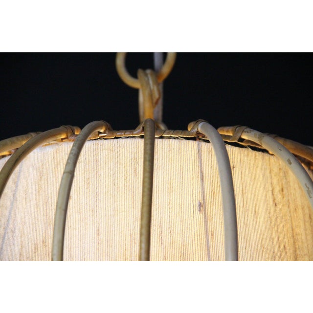 Vintage Rattan Pendant Light in Hand-Woven Wicker by Louis Sognot, 1950s For Sale - Image 14 of 17