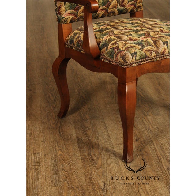 Pair of Ethan Allen Legacy Collection Upholstered Armchairs with Cabriole Legs For Sale - Image 14 of 15