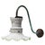 Sconce wall lamp / rewired gas lamp. Ca 1900. White enamel top with opaline reeded glass shade with clear green glass...