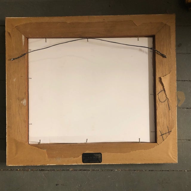 Original Vintage Art Deco Sepia Male Nude Study Drawing Burled Wood Frame 1940’s For Sale - Image 4 of 5