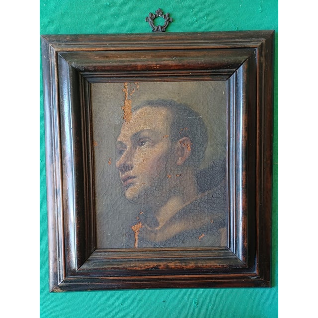 Black Portrait of a Friar, 1600s, Oil on Canvas For Sale - Image 8 of 8