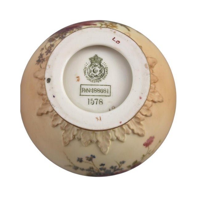 Blush Ivory Dolphin Handled Vases from Royal Worcester, 1900s, Set of 2 For Sale - Image 6 of 9