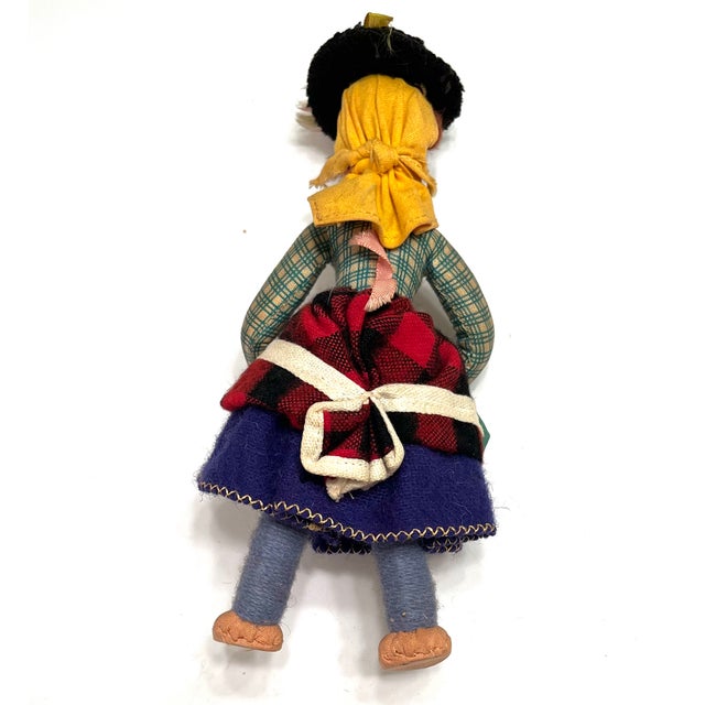 Tan Vintage Hand-Crafted 1950s Mascotes De Maria Helena Felt Folk Doll Trio For Sale - Image 8 of 16