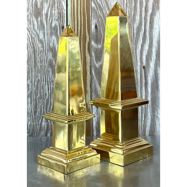 Timelessly elegant, this pair of Vintage Regency Brass Obelisks adds a touch of American sophistication to any space,...