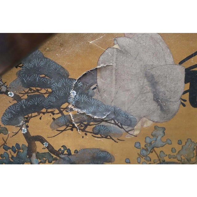 Large Japanese Byobu Four Panel Folding Screen Kano School "Tale of Genji" For Sale - Image 11 of 12