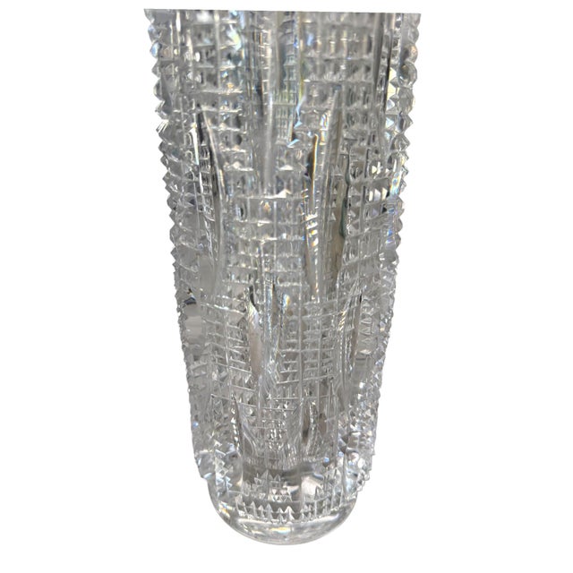 Glass Signed Vladimír Žahour Monumental Hand Cut Czech Crystal Vase, 13.75” For Sale - Image 7 of 11
