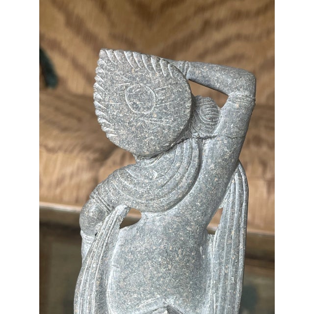 Green Indian Devdasi Soapstone Figurine For Sale - Image 8 of 12