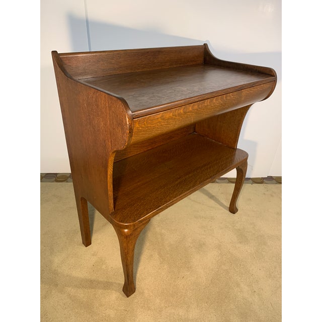 1900s Victorian Quarter Sawn Oak Single Drawer Server With Shelf For Sale - Image 12 of 12