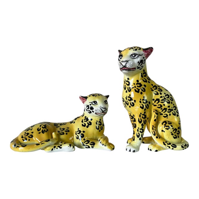 Vintage Ceramic Cheetah Figurines a Pair Chairish