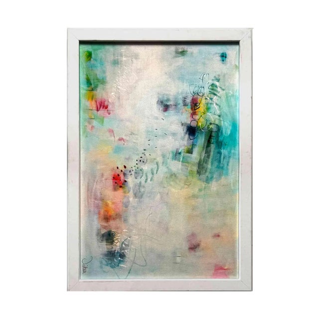 White Vintage Mixed Media Watercolor Painting For Sale - Image 8 of 8