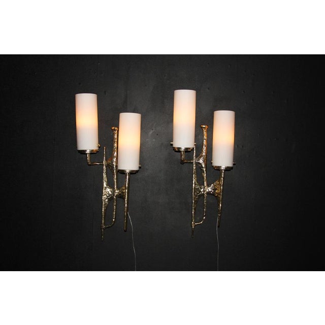 Mid-Century Modern Bronze Wall Sconces by Felix Agostini, 1990s, Set of 2 For Sale - Image 17 of 18