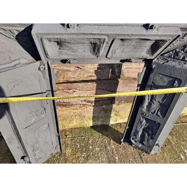 Antique Cast Iron Fireplace Insert with Decorative Tiles For Sale - Image 16 of 18