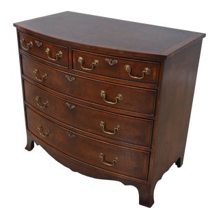 English Georgian Bow Front Walnut Chest or Dresser For Sale