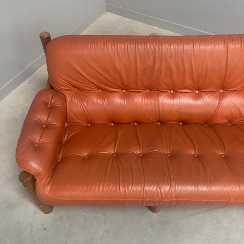 Brutalist Brazilian Leather Lounge Sofa, Germany, 1960s For Sale - Image 11 of 15
